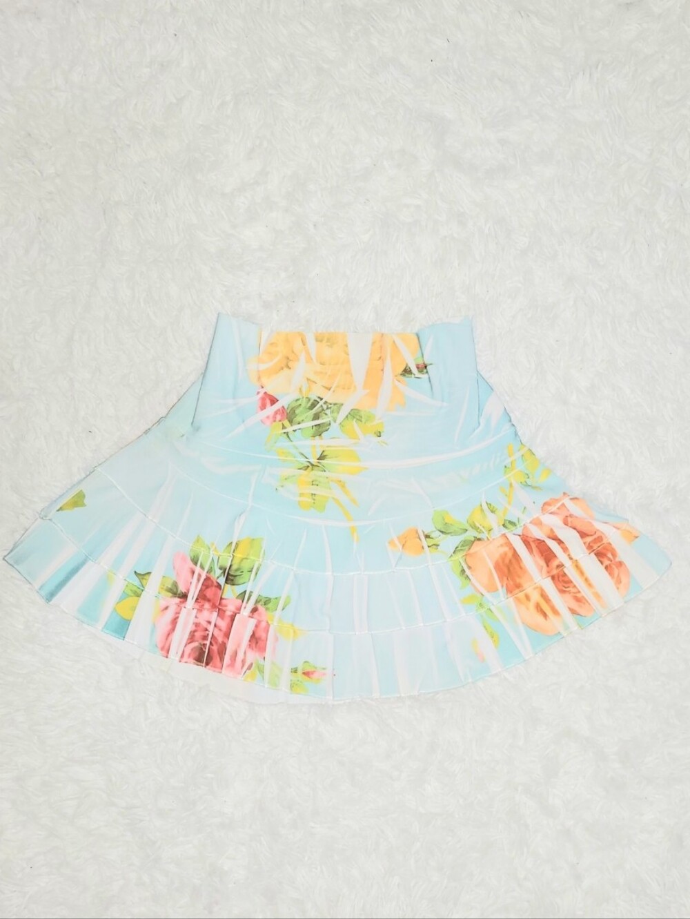Soprano Deadstock Sky Blue Floral Print Mini Skirt Women's US Large! ✨️ NWOT